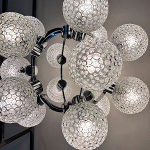 Sputnik Kugel Kronleuchter weiß Chrom