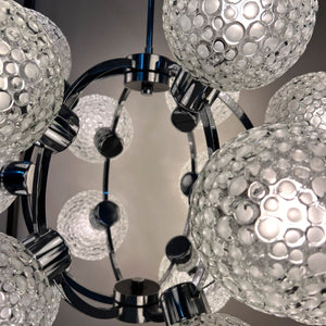 Sputnik Kugel Kronleuchter weiß Chrom