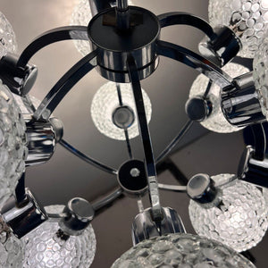 Sputnik Kugel Kronleuchter weiß Chrom