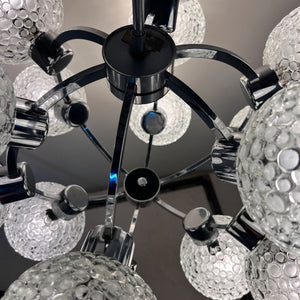 Sputnik Kugel Kronleuchter weiß Chrom