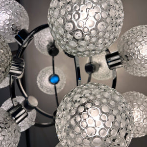 Sputnik Kugel Kronleuchter weiß Chrom
