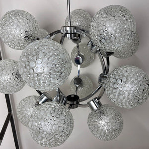 Sputnik Kugel Kronleuchter weiß Chrom