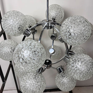 Sputnik Kugel Kronleuchter weiß Chrom