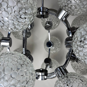 Sputnik Kugel Kronleuchter weiß Chrom