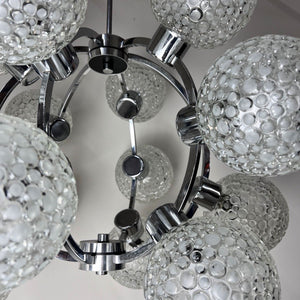 Sputnik Kugel Kronleuchter weiß Chrom