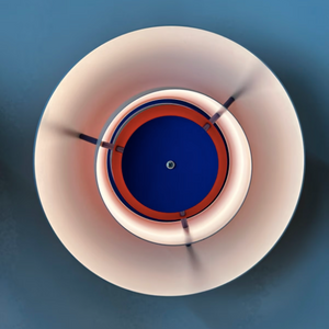Lamellenlampe PH5 weiß blau mit lila Kabel von Poul Henningsen für Louis Poulsen