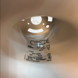 Lamellenlampe PH5 weiß blau mit lila Kabel von Poul Henningsen für Louis Poulsen
