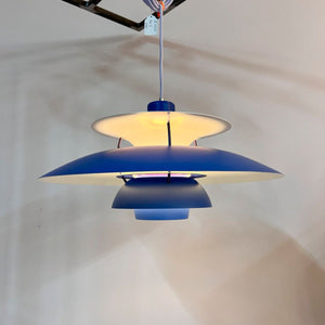 Lamellenlampe PH5 blau von Poul Henningsen für Louis Poulsen