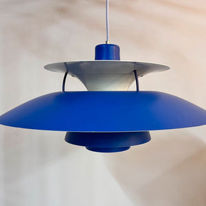 Lamellenlampe PH5 blau von Poul Henningsen für Louis Poulsen