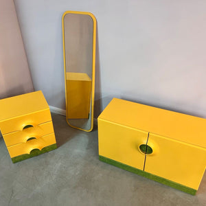 Set: Schuhschrank, Kommode und Spiegel gelb grün von Schönbuch
