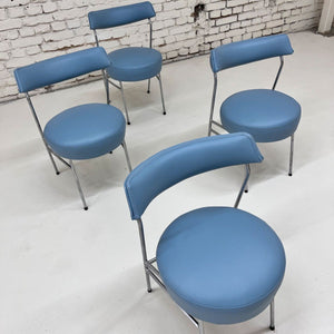 Set: 4x Esszimmerstuhl hellblau Kunstleder Chrom von Walter Knoll