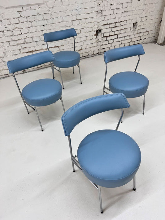 Set: 4x Esszimmerstuhl hellblau Kunstleder Chrom von Walter Knoll