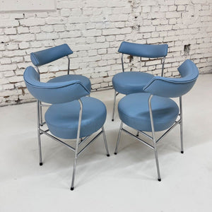 Set: 4x Esszimmerstuhl hellblau Kunstleder Chrom von Walter Knoll