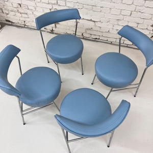 Set: 4x Esszimmerstuhl hellblau Kunstleder Chrom von Walter Knoll