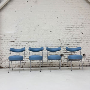 Set: 4x Esszimmerstuhl hellblau Kunstleder Chrom von Walter Knoll