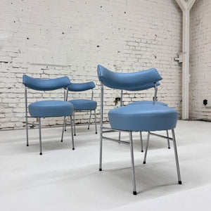 Set: 4x Esszimmerstuhl hellblau Kunstleder Chrom von Walter Knoll