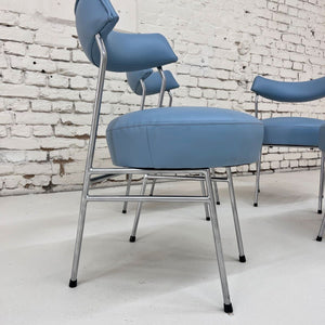 Set: 4x Esszimmerstuhl hellblau Kunstleder Chrom von Walter Knoll