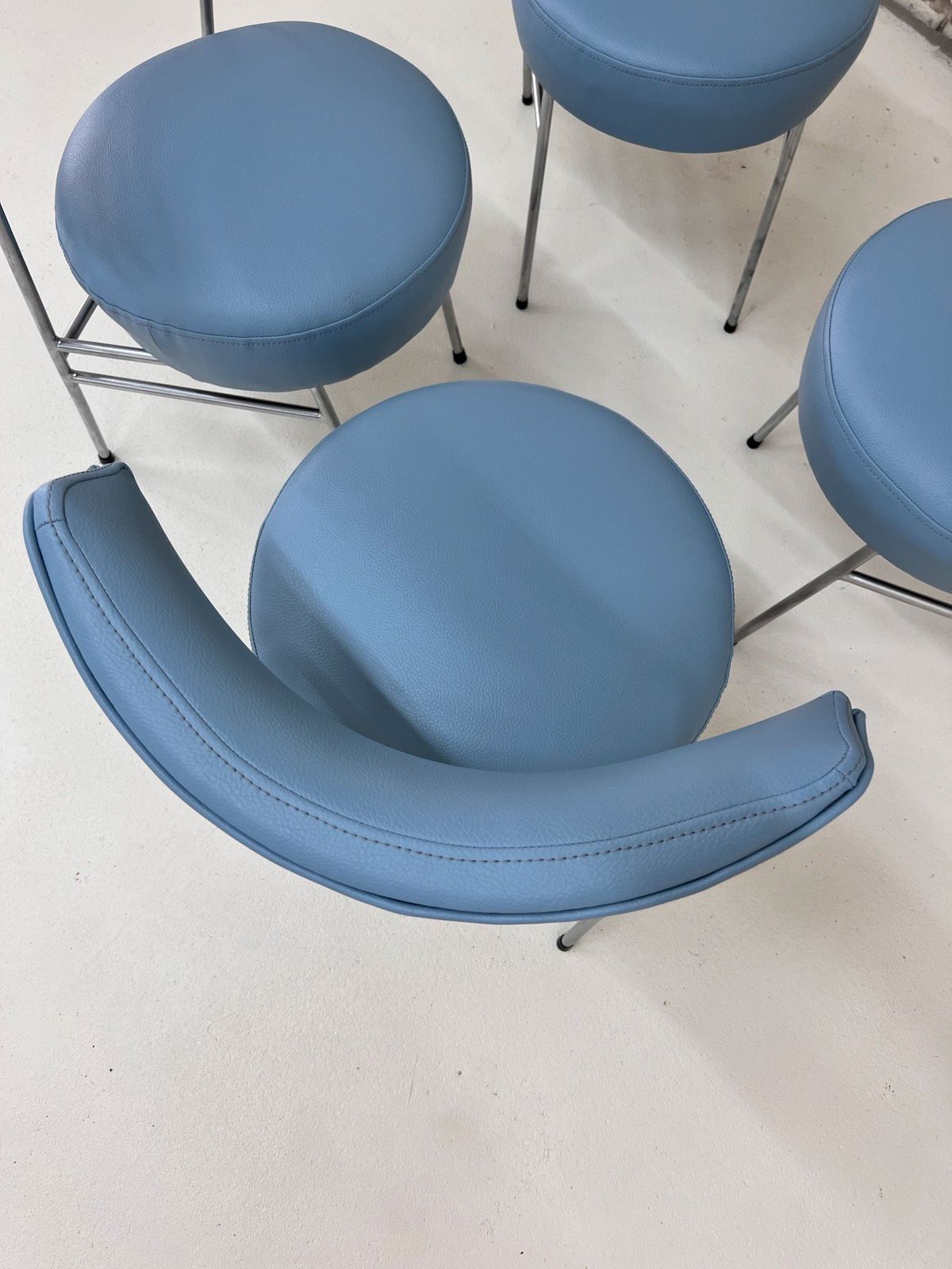 Set: 4x Esszimmerstuhl hellblau Kunstleder Chrom von Walter Knoll