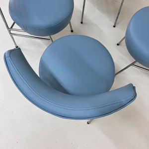 Set: 4x Esszimmerstuhl hellblau Kunstleder Chrom von Walter Knoll