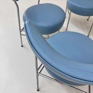 Set: 4x Esszimmerstuhl hellblau Kunstleder Chrom von Walter Knoll