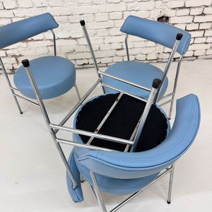 Set: 4x Esszimmerstuhl hellblau Kunstleder Chrom von Walter Knoll