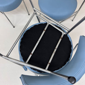 Set: 4x Esszimmerstuhl hellblau Kunstleder Chrom von Walter Knoll