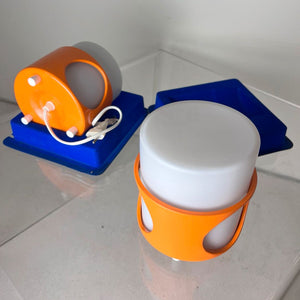 Tischlampe orange weiß Opalglas in Originalverpackung