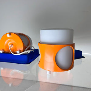 Tischlampe orange weiß Opalglas in Originalverpackung