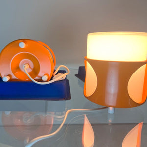 Tischlampe orange weiß Opalglas in Originalverpackung