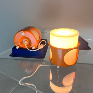 Tischlampe orange weiß Opalglas in Originalverpackung