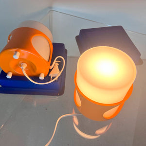 Tischlampe orange weiß Opalglas in Originalverpackung