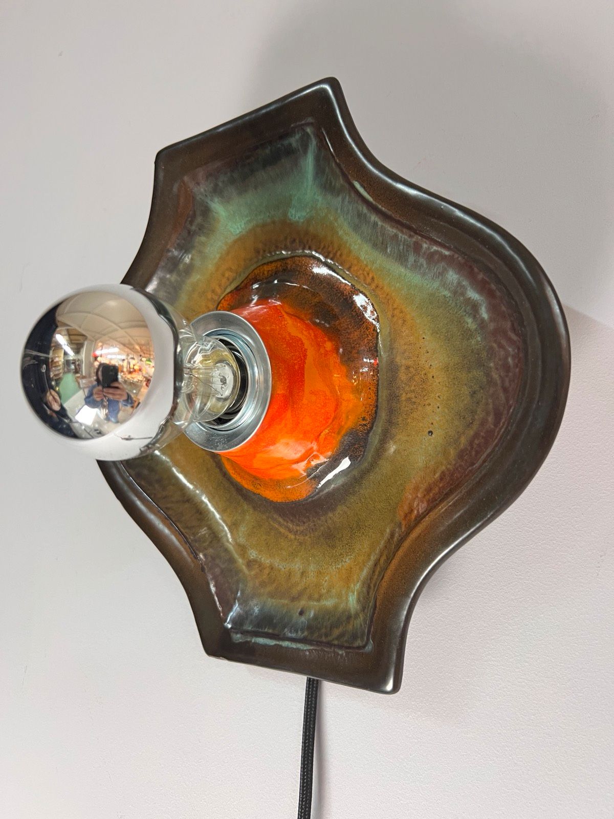 Wandlampe grün orange Keramik von Hustadt