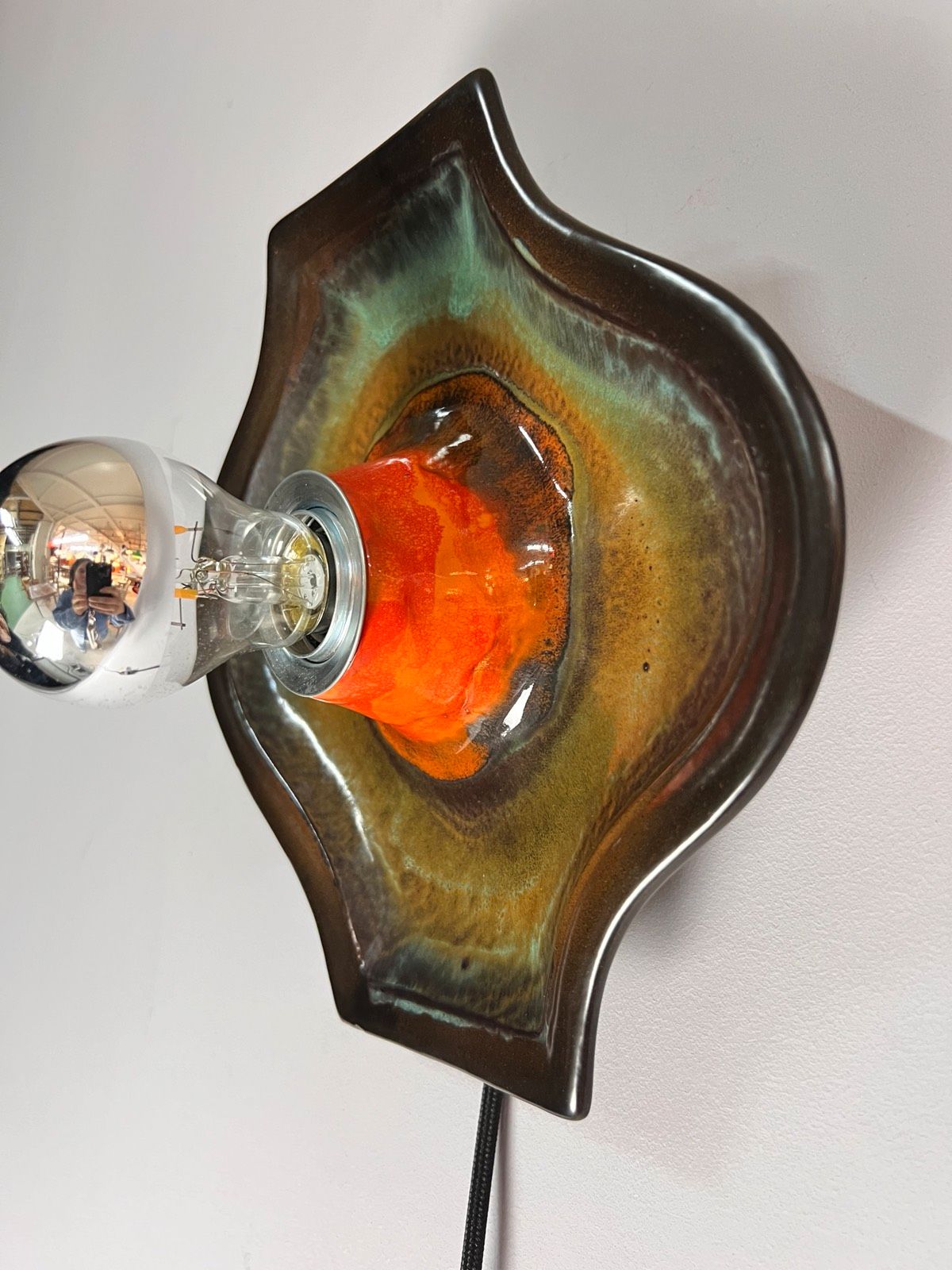 Wandlampe grün orange Keramik von Hustadt