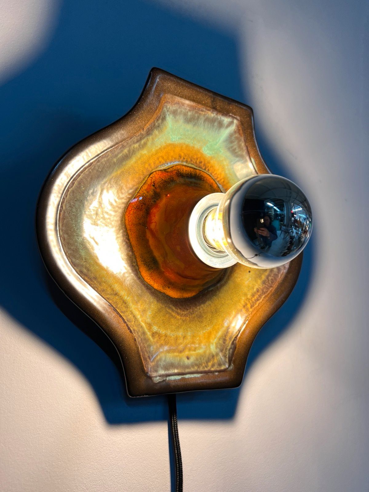 Wandlampe grün orange Keramik von Hustadt