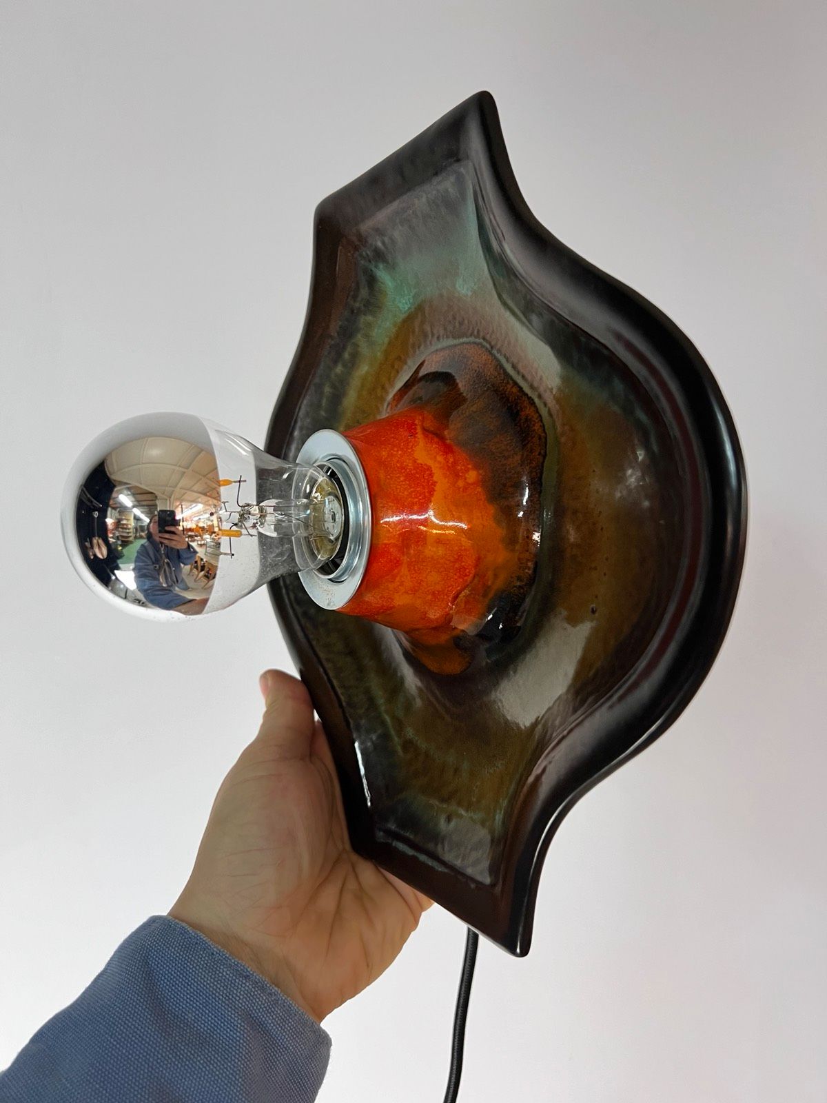 Wandlampe grün orange Keramik von Hustadt