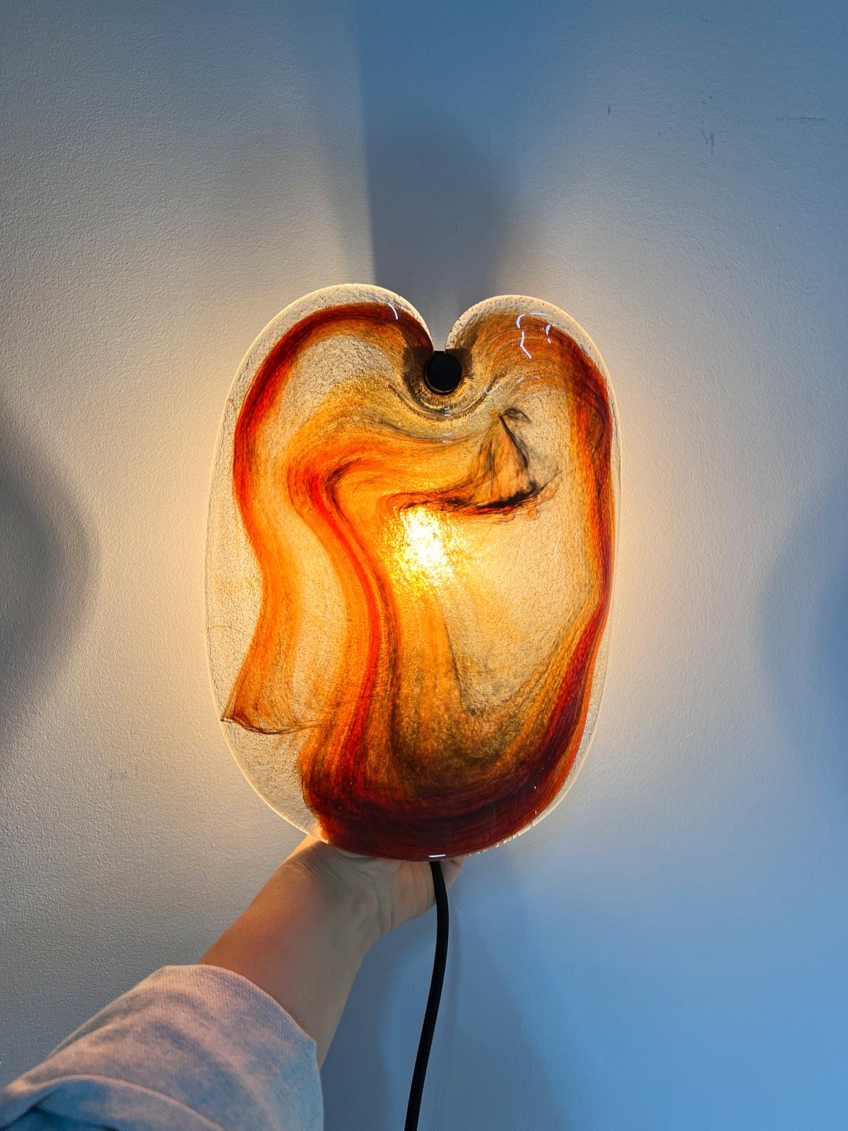 Set: 2x handgefertigte Wandlampe orange aus Glas von Per Lütken für Holmegaard