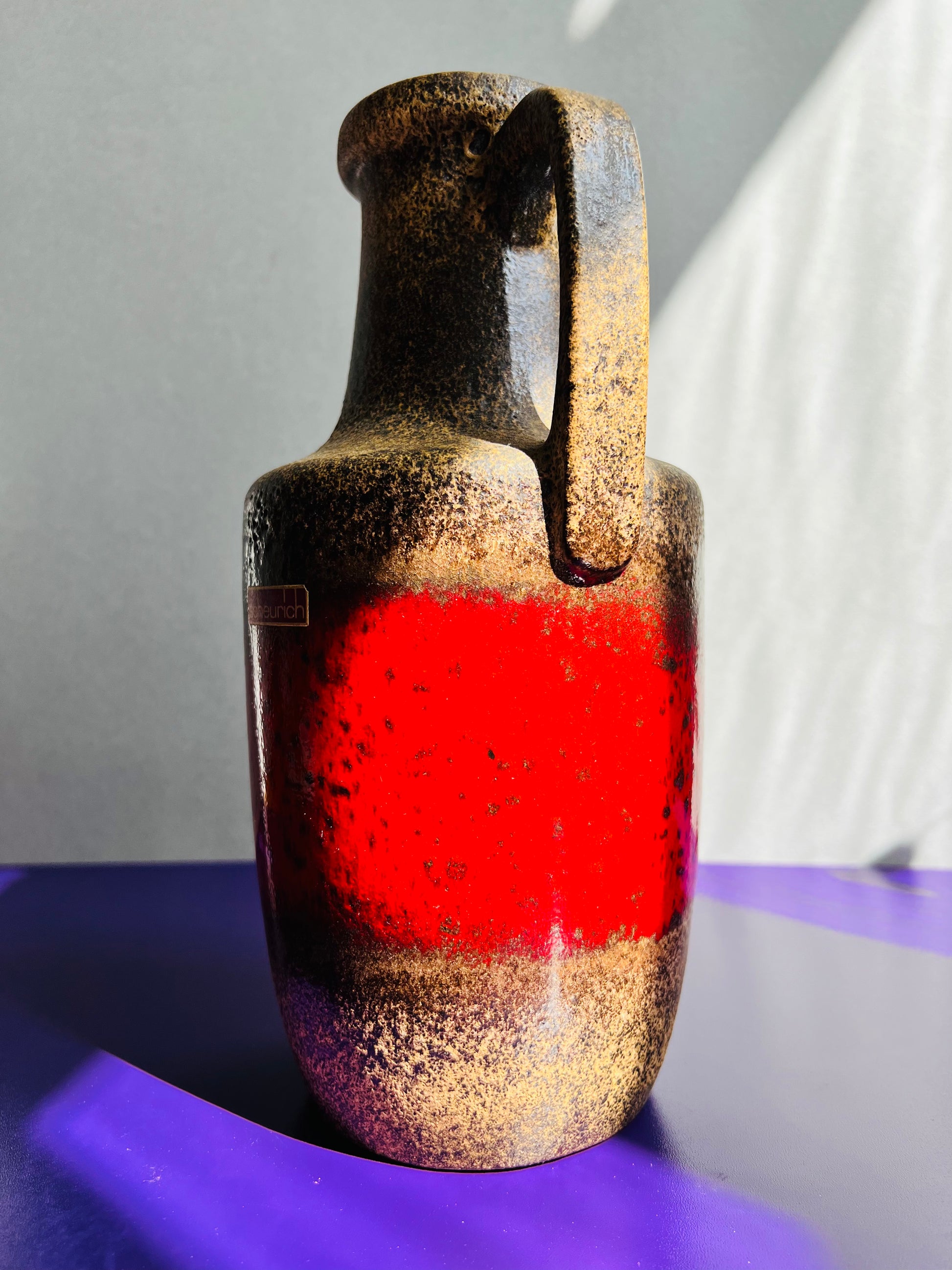 Vase rot braun von Scheurich West Germany