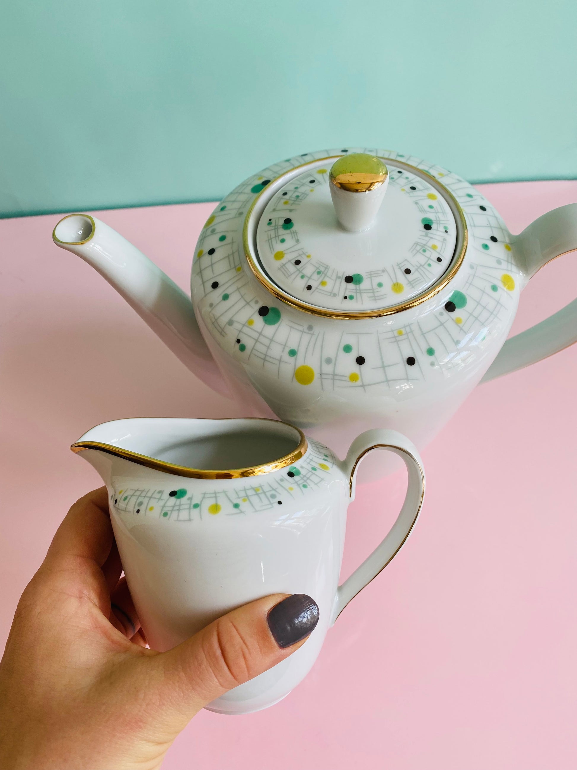 Set: Kaffeekanne & Kännchen Dotty von Kahla Porzellanfabrik