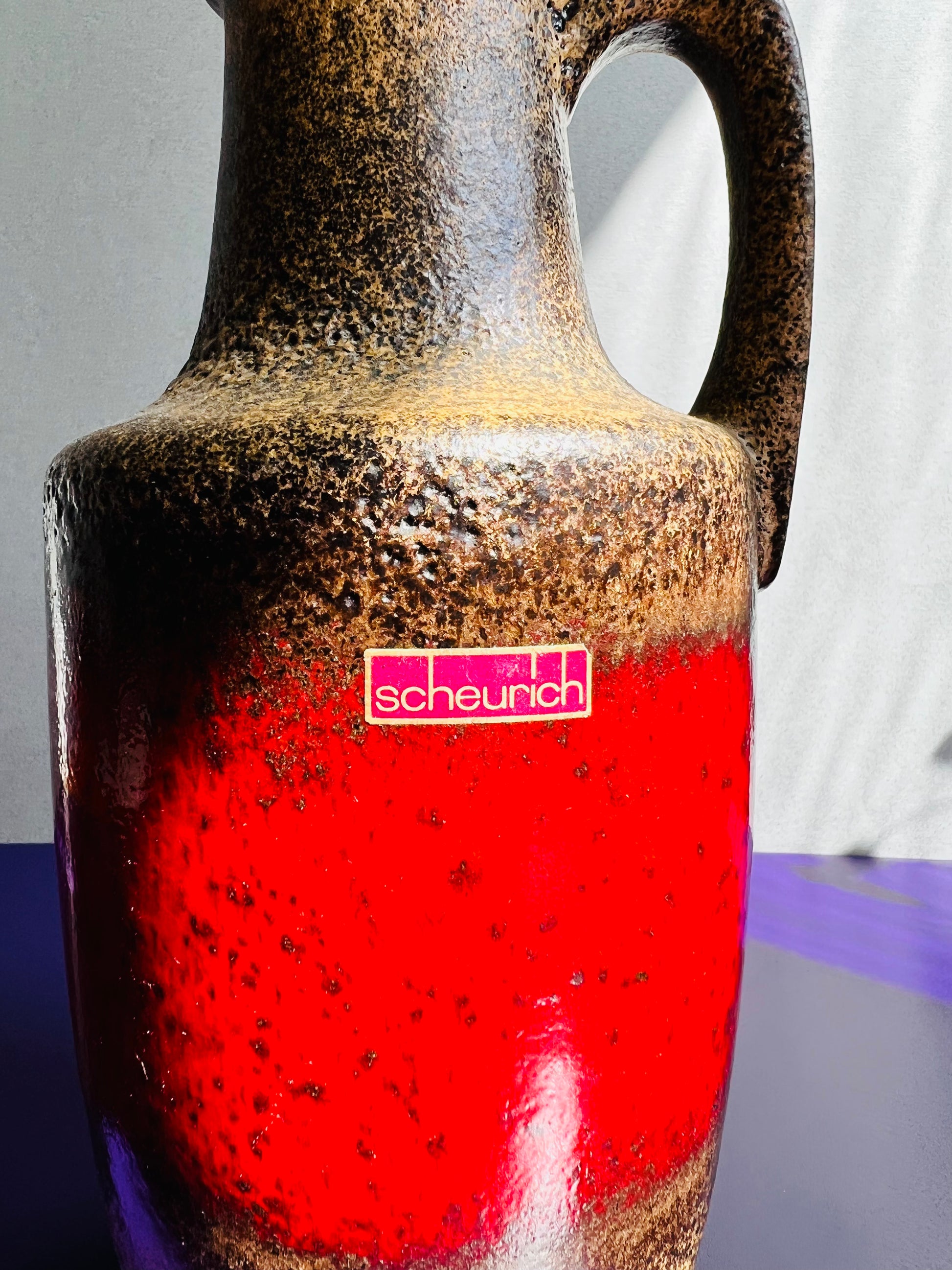 Vase rot braun von Scheurich West Germany