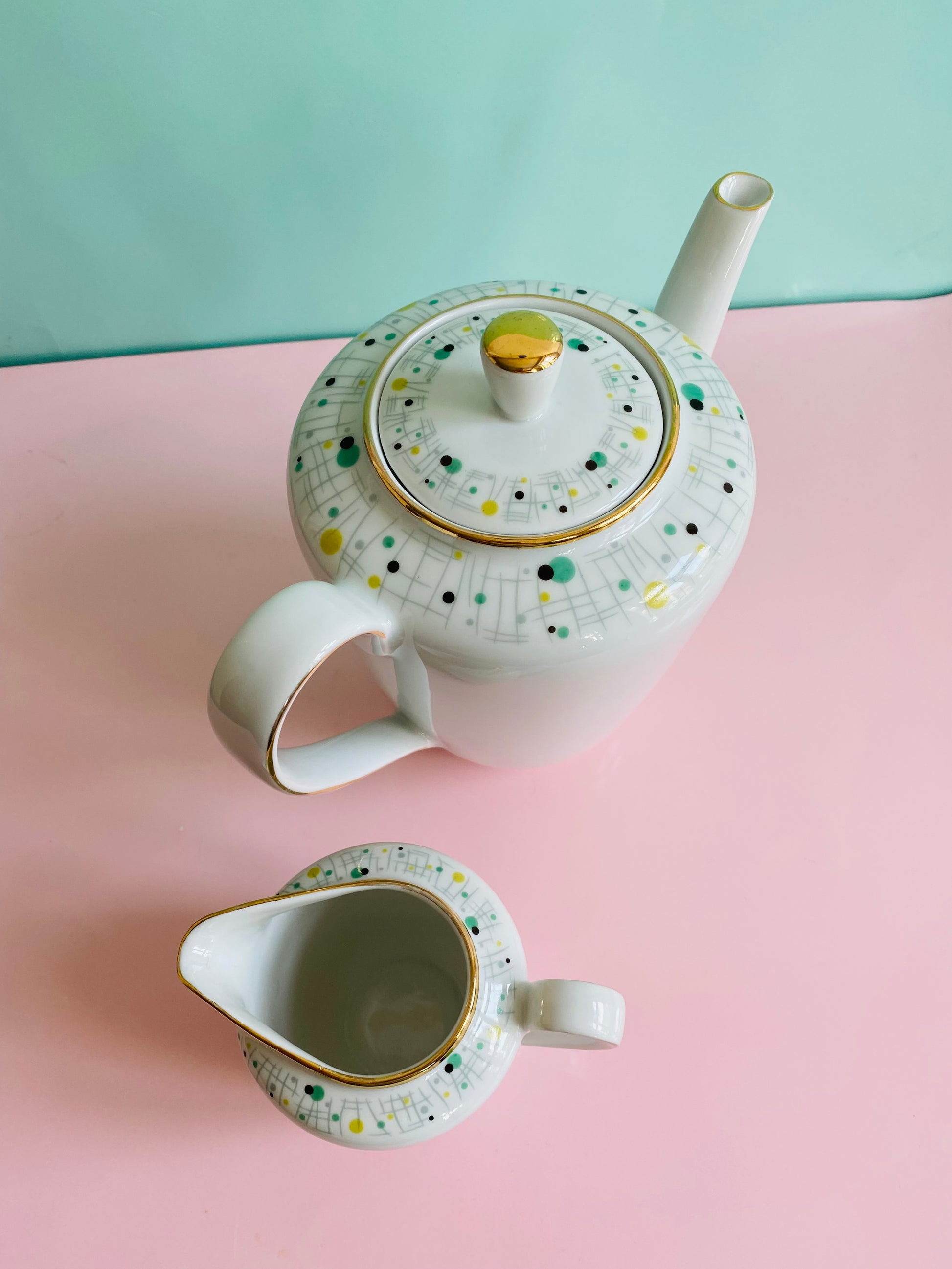 Set: Kaffeekanne & Kännchen Dotty von Kahla Porzellanfabrik