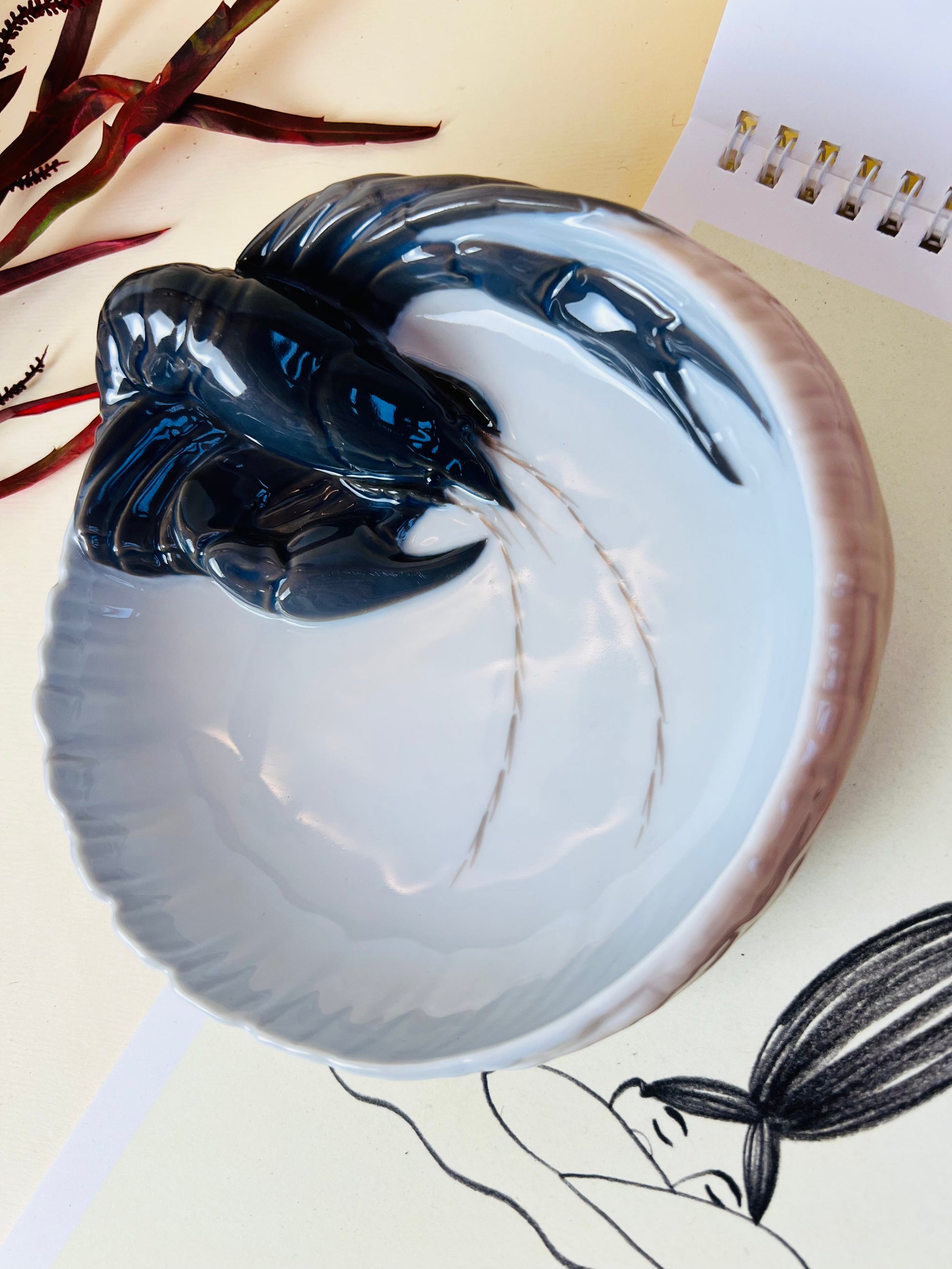 Schale Hummer Typ 3277 ∅ 16,5 cm von Erik Nielsen für Royal Copenhagen