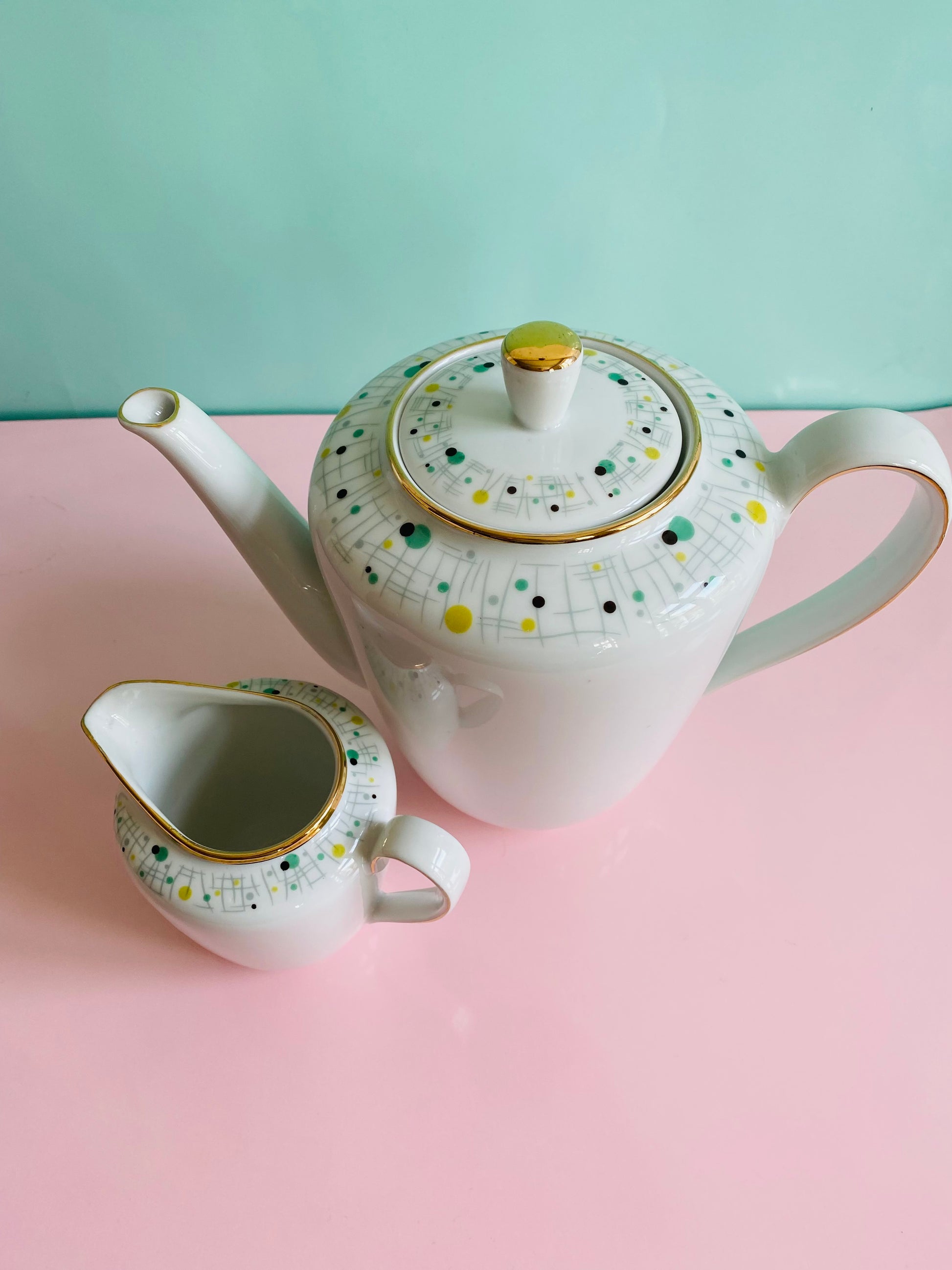 Set: Kaffeekanne & Kännchen Dotty von Kahla Porzellanfabrik